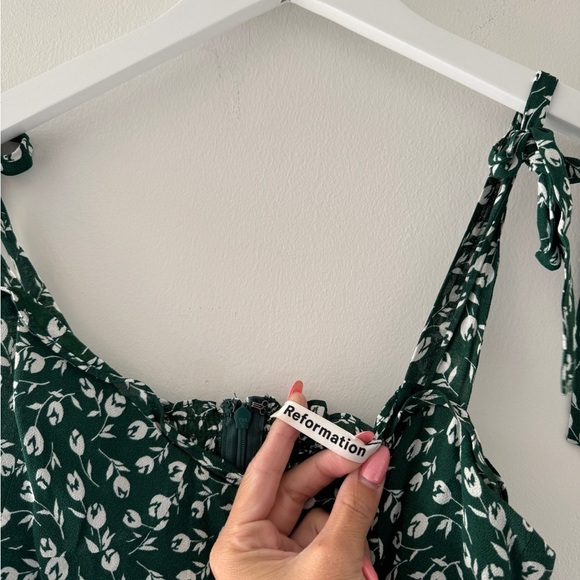 REFORMATION Green Floral Mini Dress 8 - Picture 3 of 5